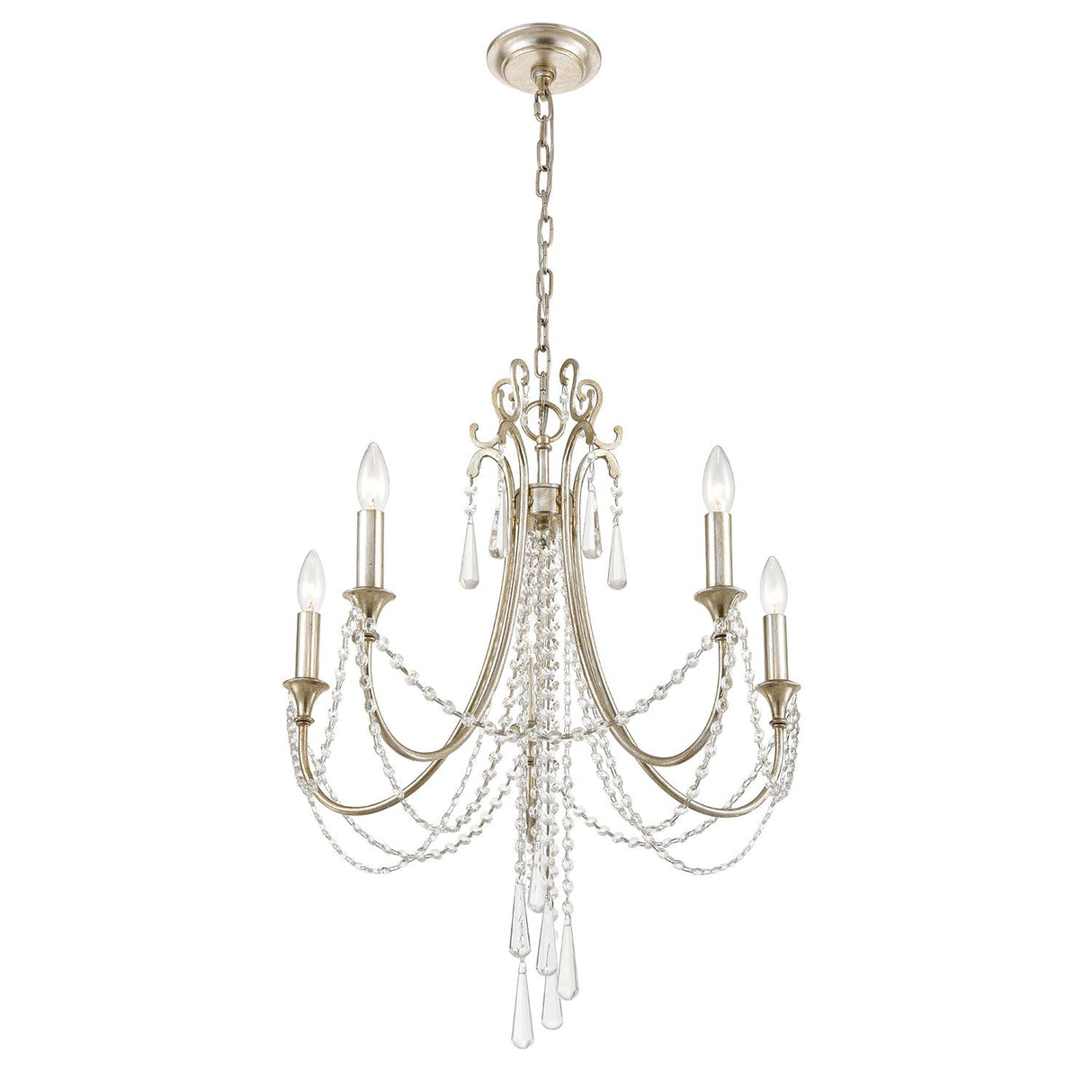 Crystorama Arcadia 5 Light Antique Silver Chandelier