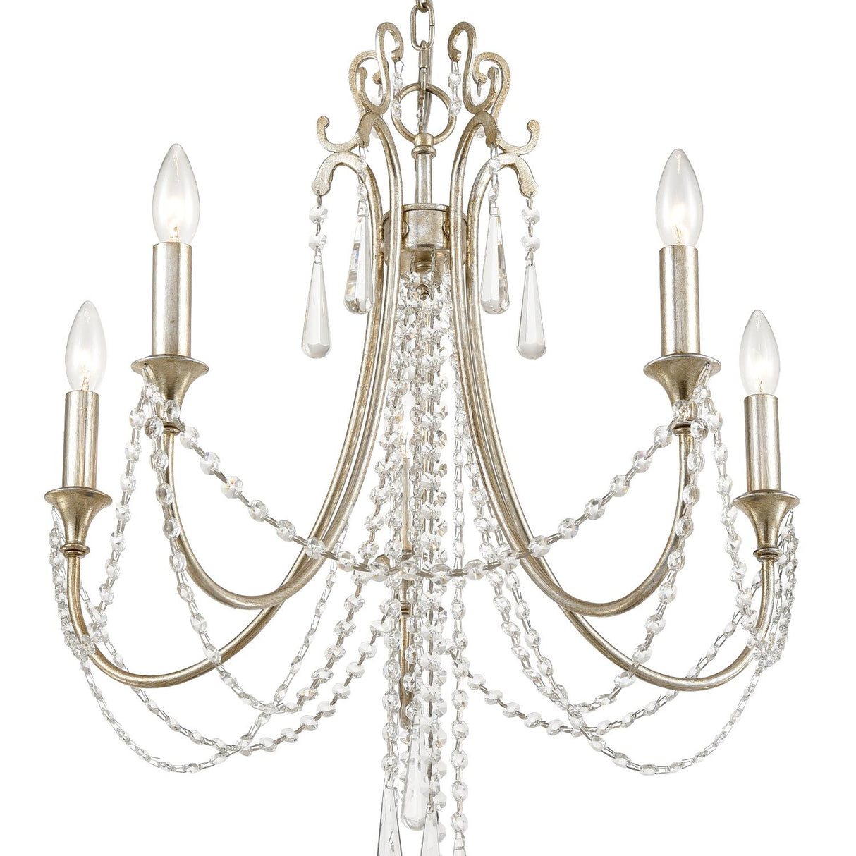 Crystorama Arcadia 5 Light Antique Silver Chandelier