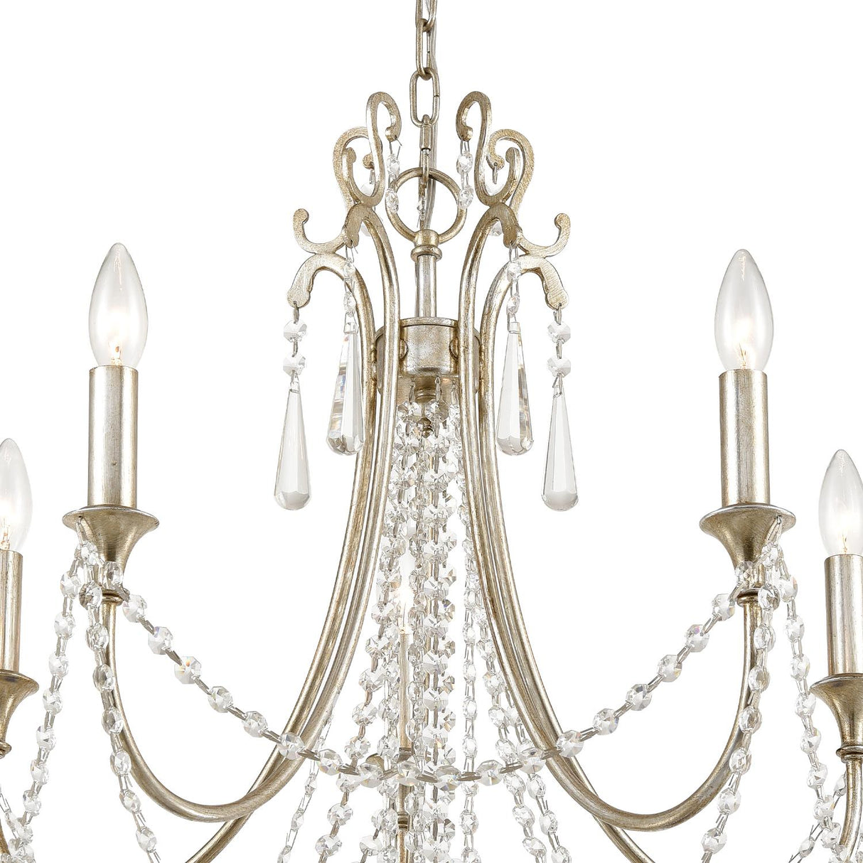 Crystorama Arcadia 5 Light Antique Silver Chandelier