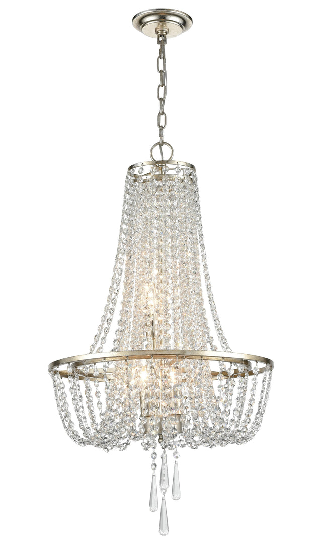 Crystorama Arcadia 4 Light Antique Silver Chandelier