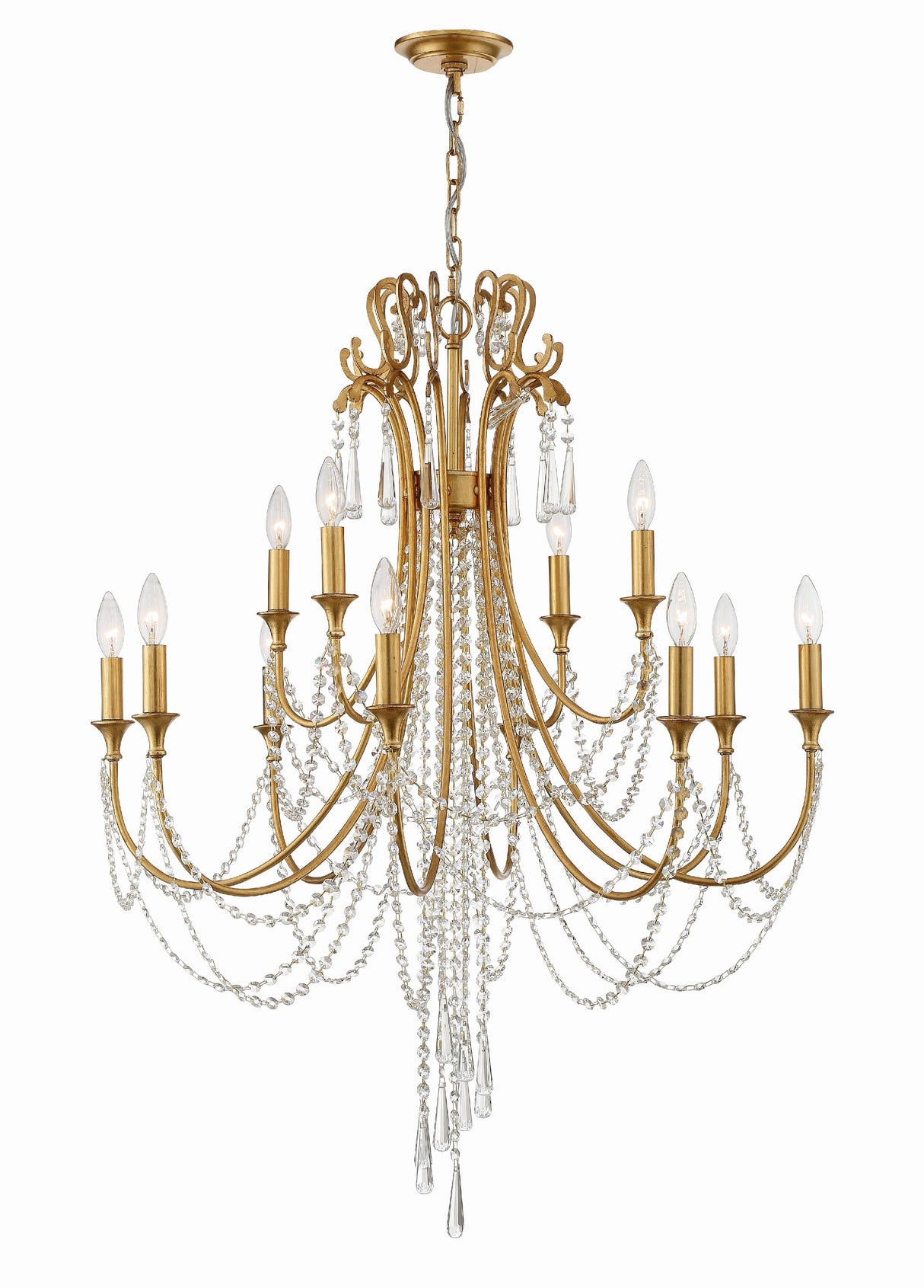 Crystorama Arcadia 12 Light Antique Gold Chandelier