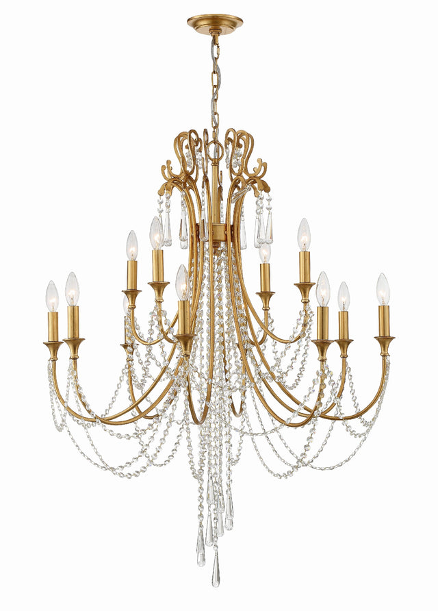 Crystorama Arcadia 12 Light Antique Gold Chandelier