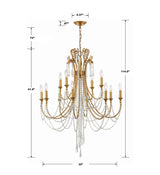 Crystorama Arcadia 12 Light Antique Gold Chandelier