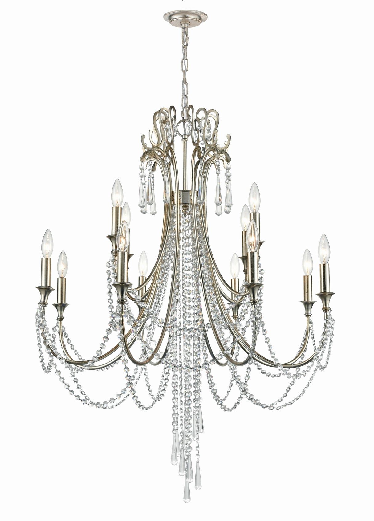 Crystorama Arcadia 12 Light Antique Silver Chandelier