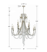 Crystorama Arcadia 12 Light Antique Silver Chandelier