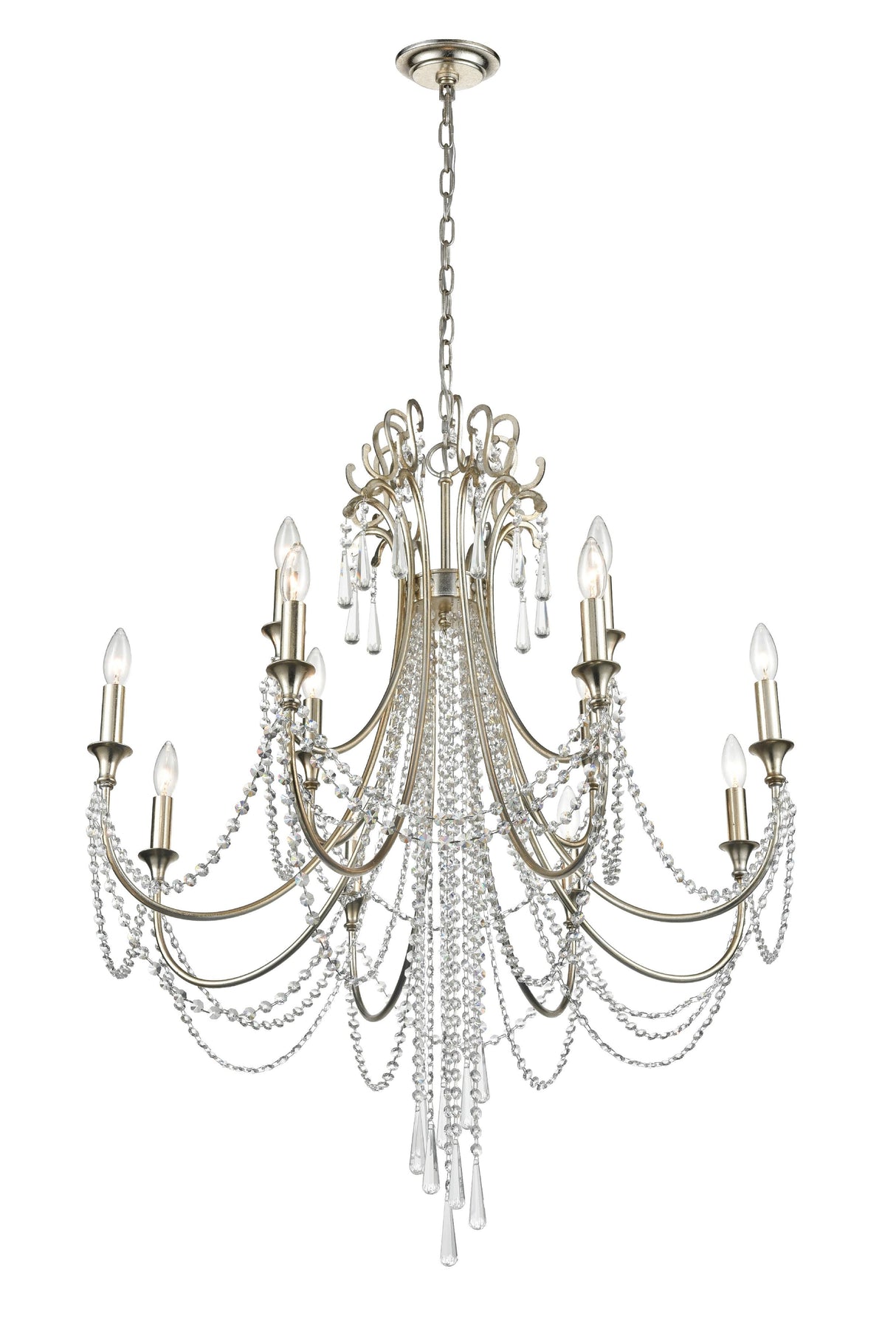 Crystorama Arcadia 12 Light Antique Silver Chandelier