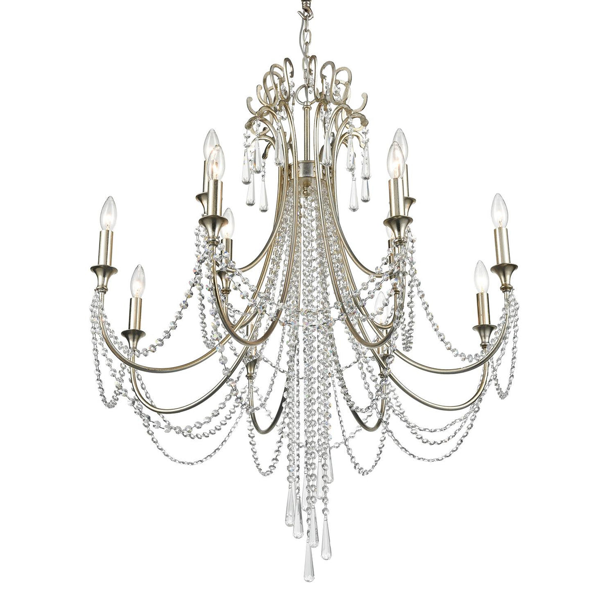Crystorama Arcadia 12 Light Antique Silver Chandelier