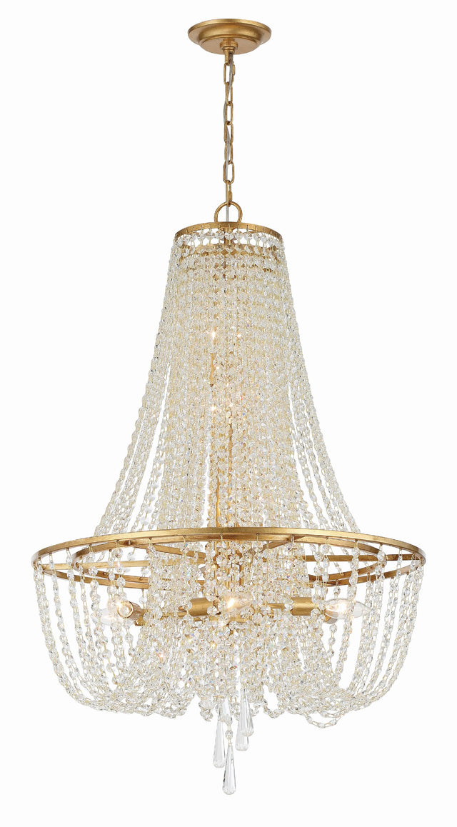 Crystorama Arcadia 9 Light Antique Gold Chandelier