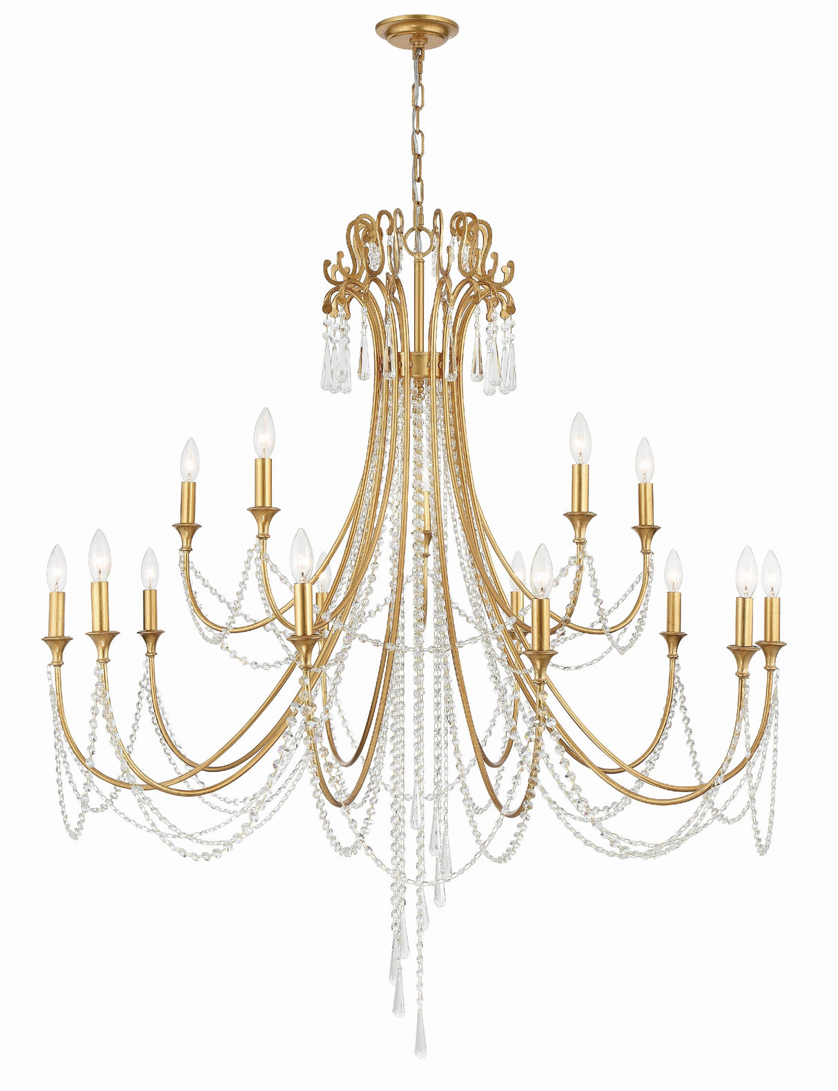 Crystorama Arcadia 15 Light Antique Gold Chandelier