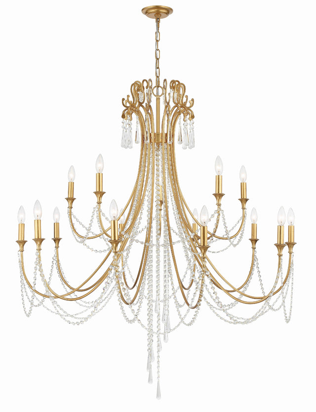 Crystorama Arcadia 15 Light Antique Gold Chandelier