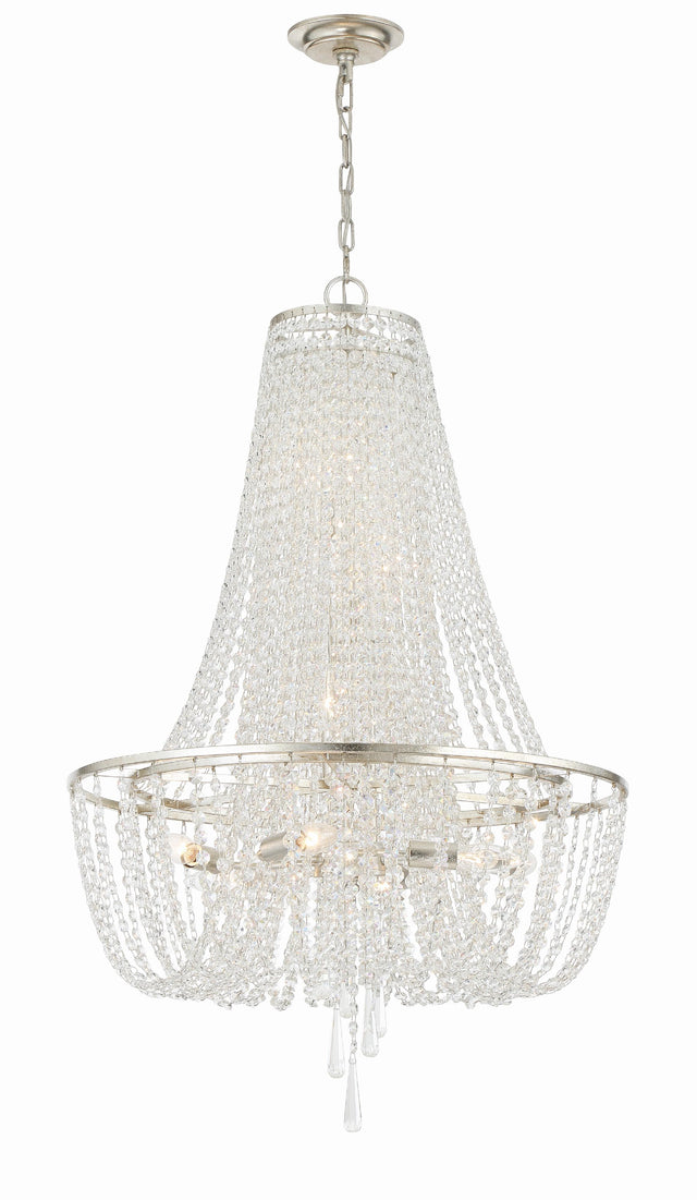 Crystorama Arcadia 9 Light Antique Silver Chandelier