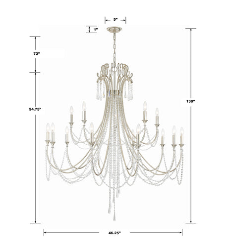 Crystorama Arcadia 15 Light Antique Silver Chandelier