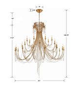 Crystorama Arcadia 28 Light Antique Gold Chandelier