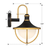 Crystorama Atlas 1 Light Matte Black + Textured Gold Outdoor Sconce