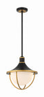 Crystorama Atlas 3 Light Matte Black + Textured Gold Outdoor Pendant