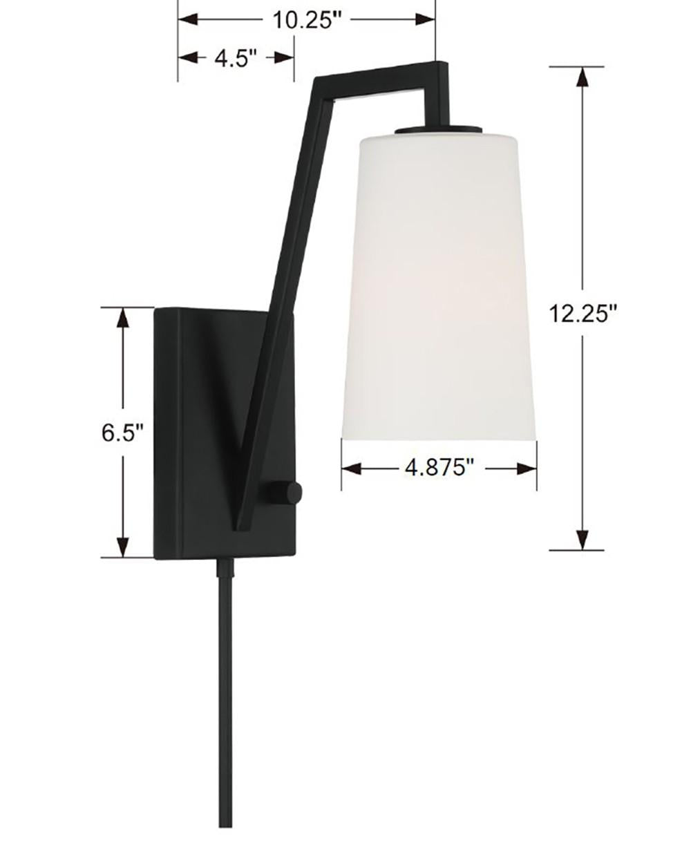 Crystorama Avon 1 Light Matte Black Task Sconce