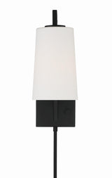 Crystorama Avon 1 Light Matte Black Task Sconce