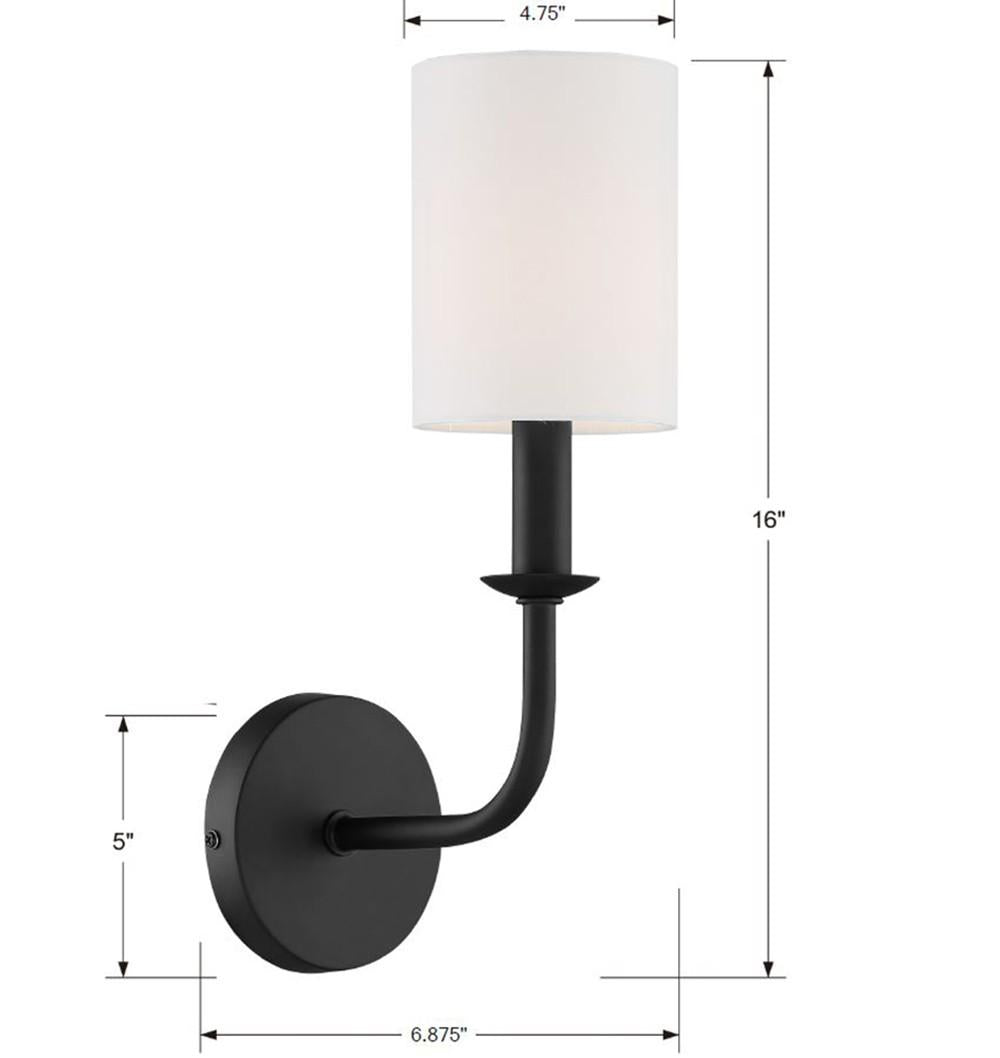 Crystorama Bailey 1 Light Matte Black Sconce