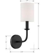 Crystorama Bailey 1 Light Matte Black Sconce