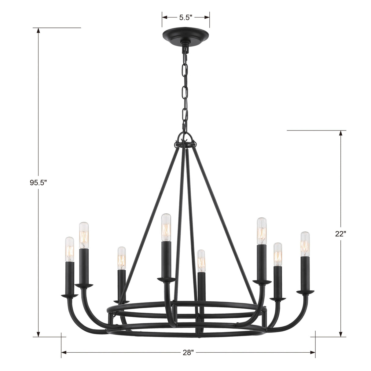 Crystorama Bailey 8 Light Matte Black Chandelier