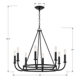 Crystorama Bailey 8 Light Matte Black Chandelier