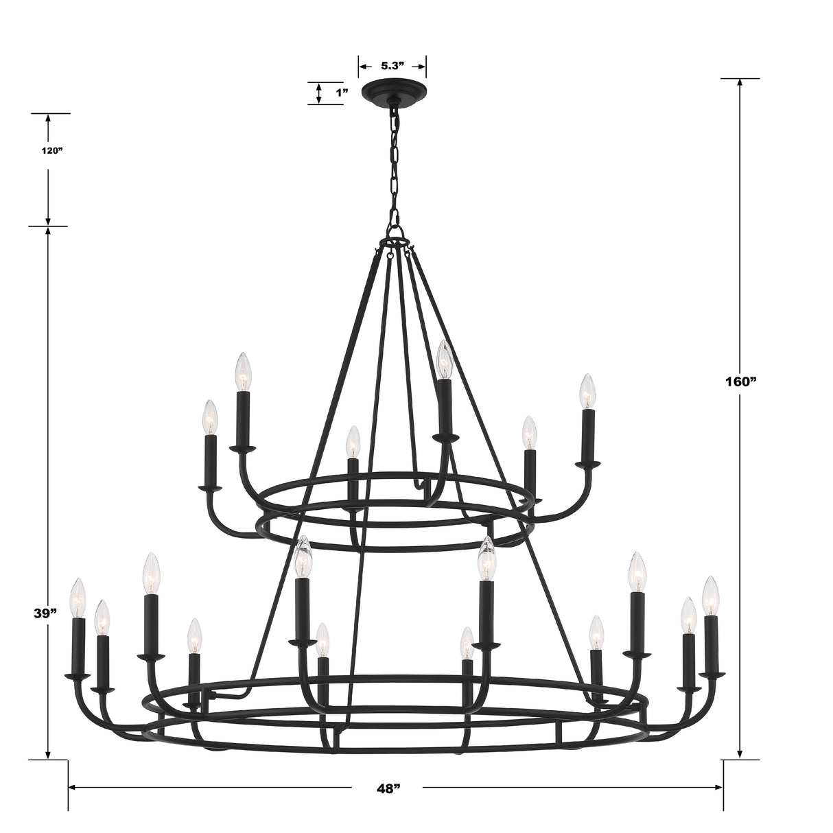 Crystorama Bailey 18 Light Matte Black Chandelier