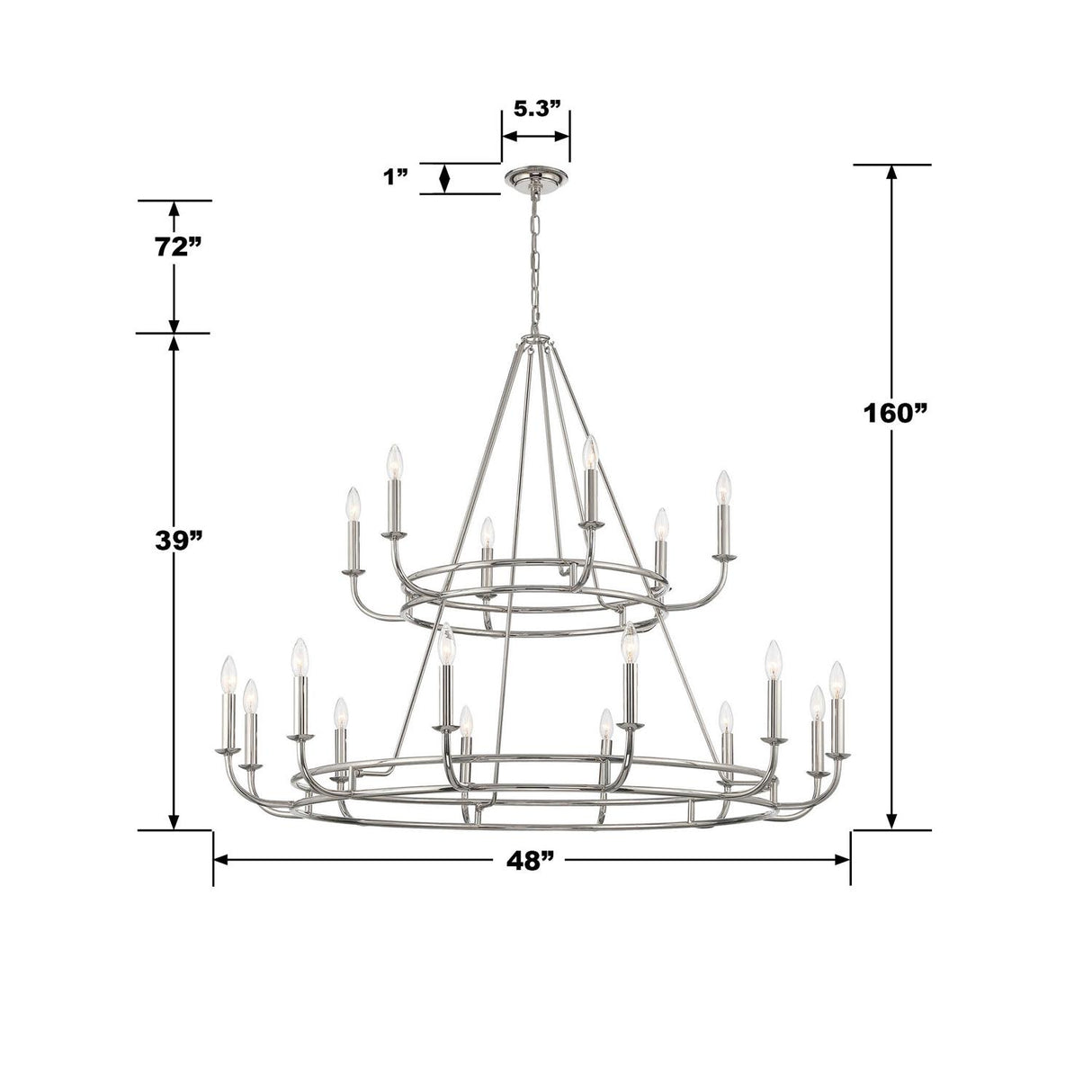 Crystorama Bailey 18 Light Polished Nickel Chandelier