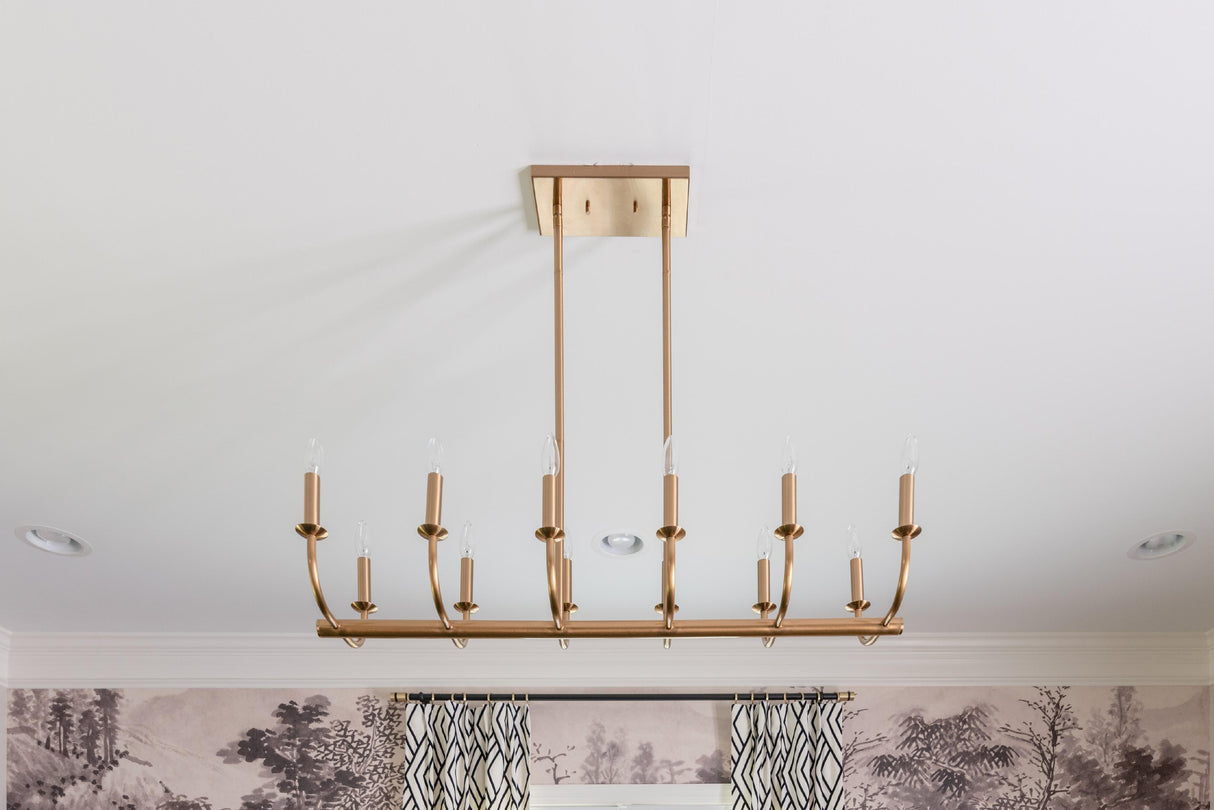 Crystorama Bailey 12 Light Aged Brass Linear Chandelier