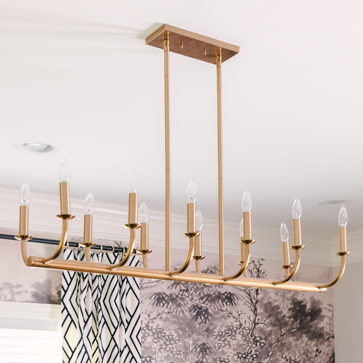 Crystorama Bailey 12 Light Aged Brass Linear Chandelier