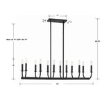 Crystorama Bailey 12 Light Matte Black Linear Chandelier