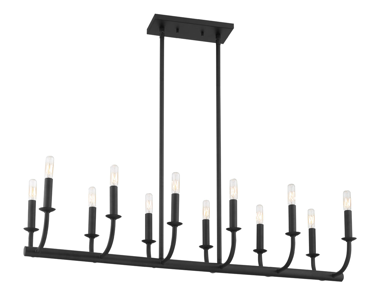 Crystorama Bailey 12 Light Matte Black Linear Chandelier