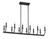 Crystorama Bailey 12 Light Matte Black Linear Chandelier