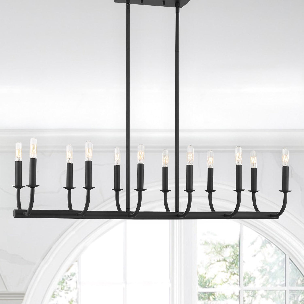 Crystorama Bailey 12 Light Matte Black Linear Chandelier