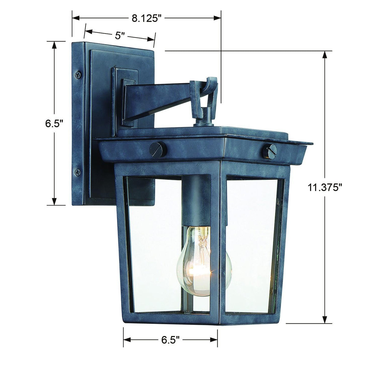 Crystorama Belmont 1 Light Graphite Outdoor Sconce