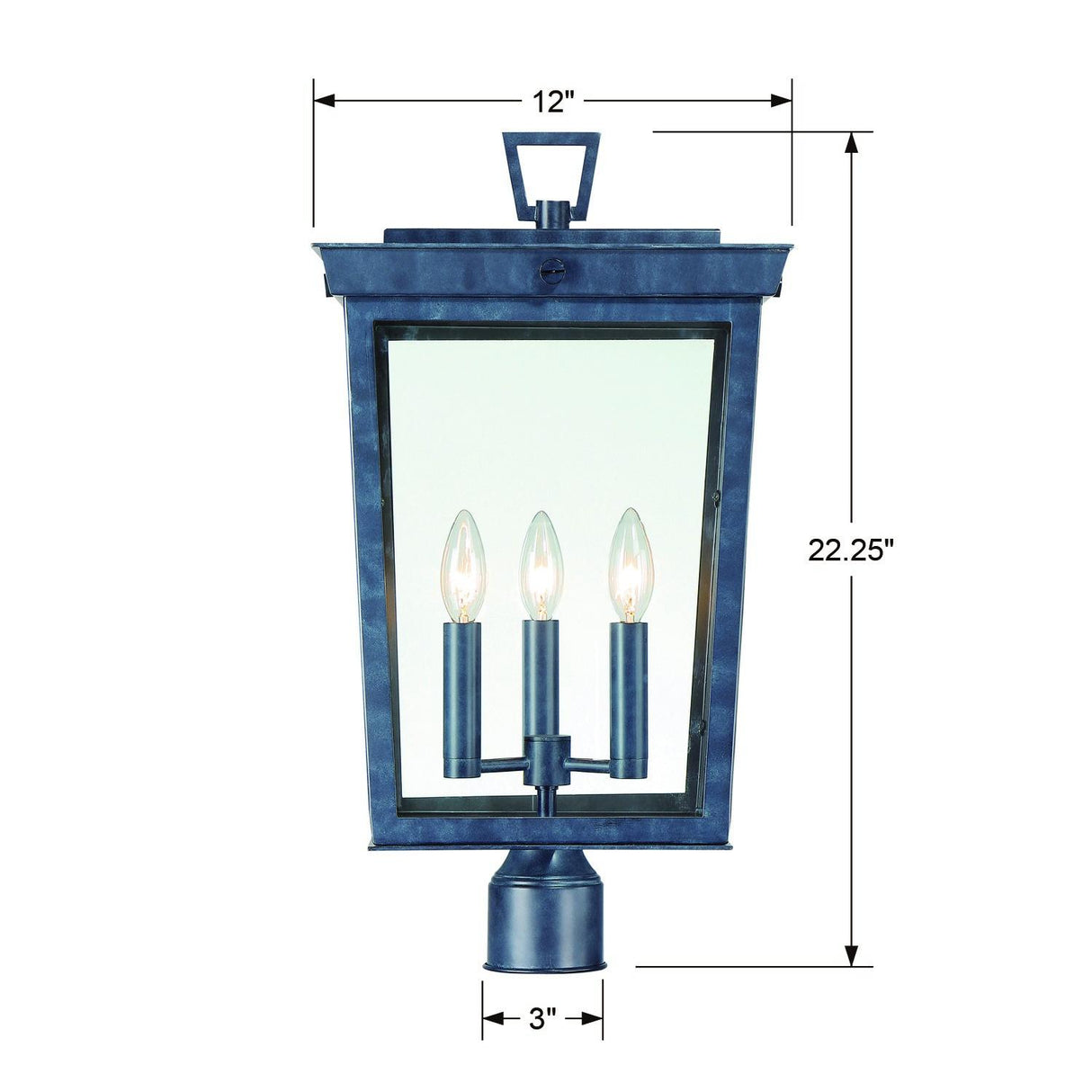 Crystorama Belmont 3 Light Graphite Outdoor Post