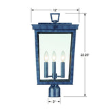 Crystorama Belmont 3 Light Graphite Outdoor Post