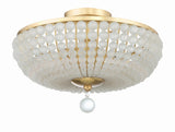 Crystorama Bella 3 Light Antique Gold Semi Flush Mount