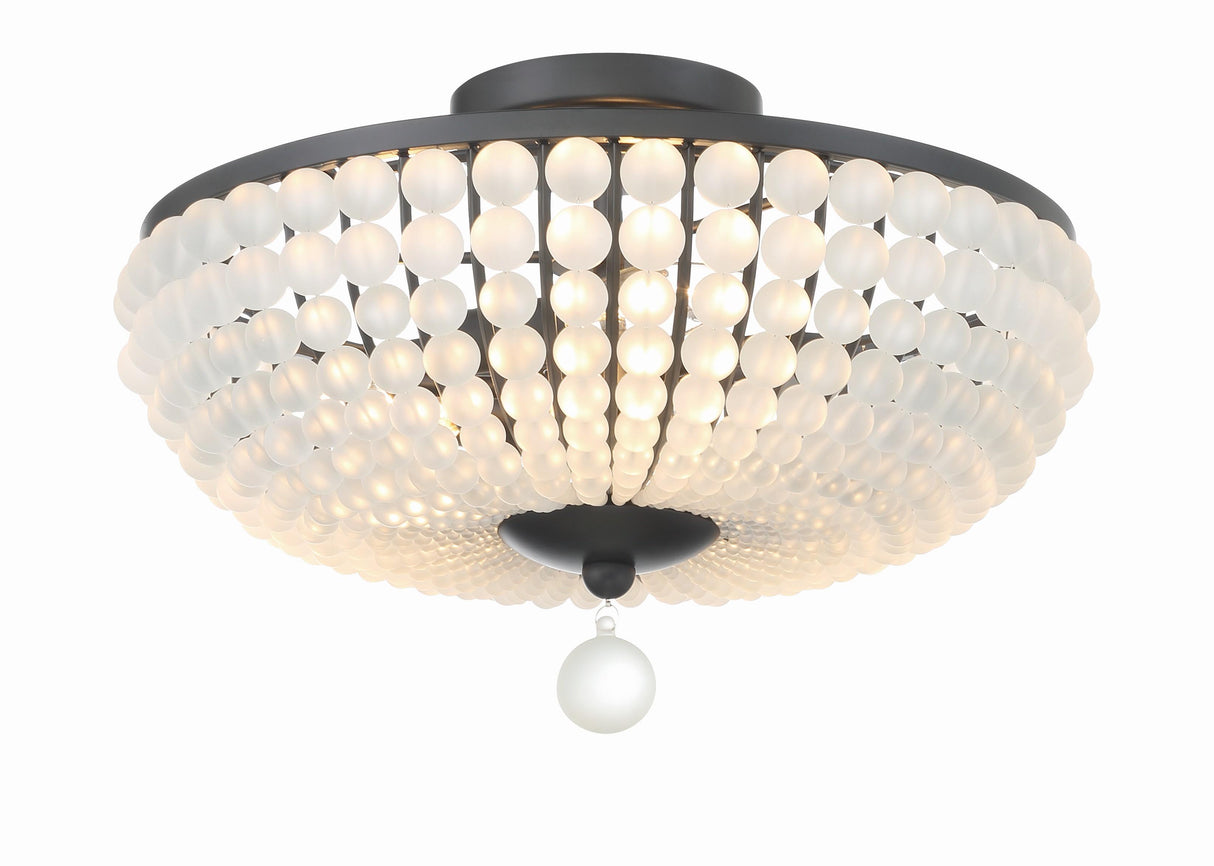 Crystorama Bella 3 Light Matte Black Semi Flush Mount