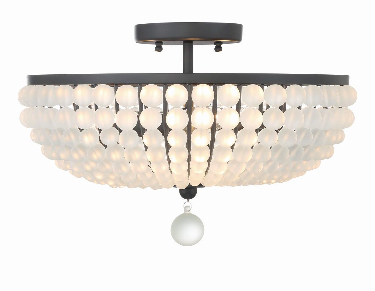 Crystorama Bella 3 Light Matte Black Semi Flush Mount