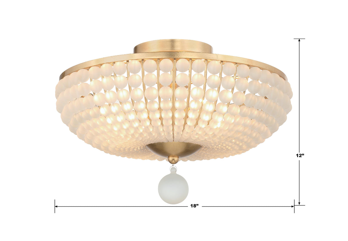 Crystorama Bella 4 Light Antique Gold Semi Flush Mount