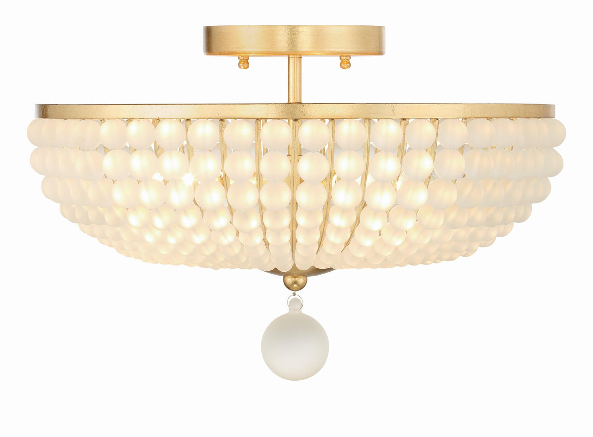 Crystorama Bella 4 Light Antique Gold Semi Flush Mount