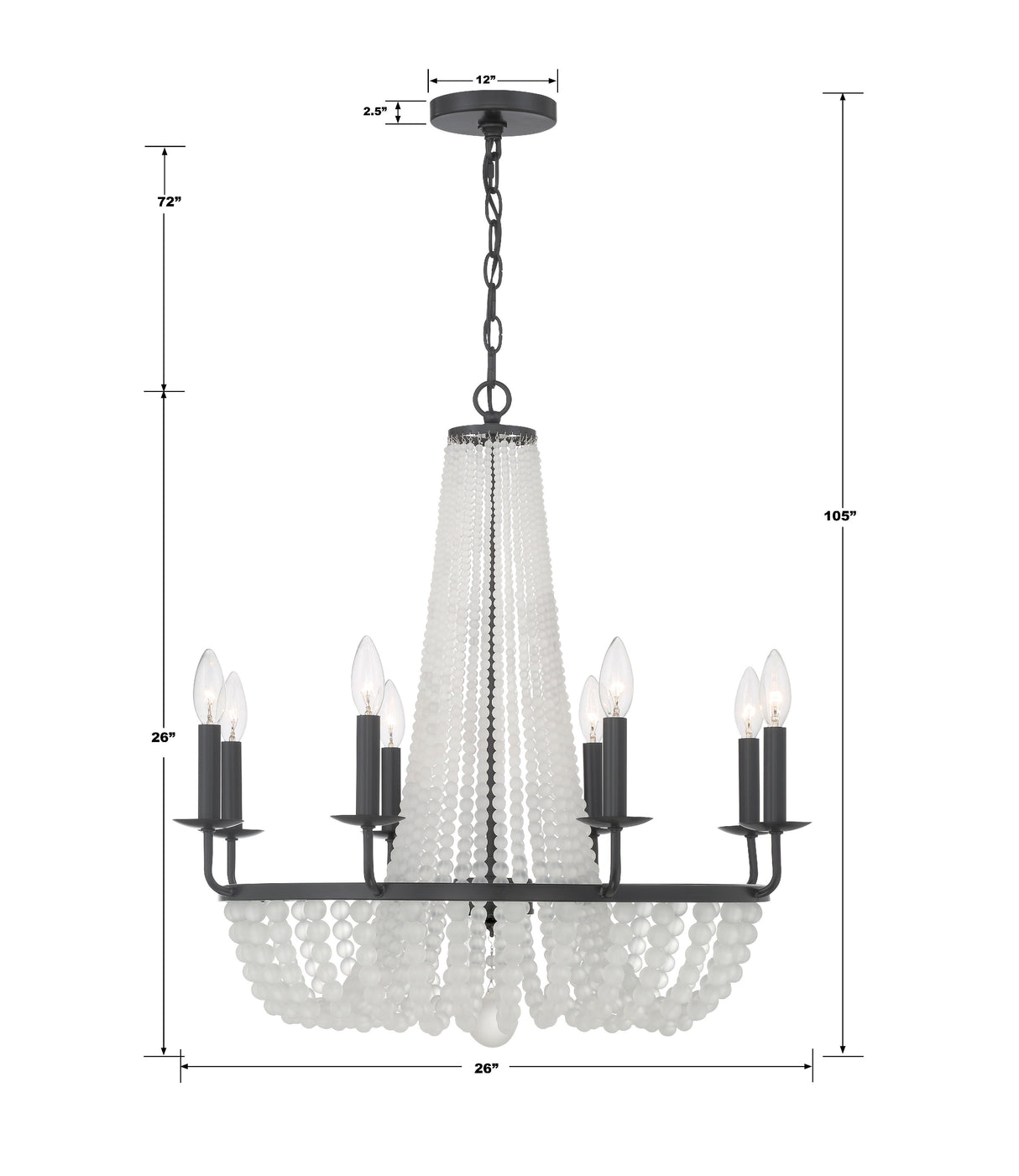 Crystorama Bella 8 Light Matte Black Chandelier