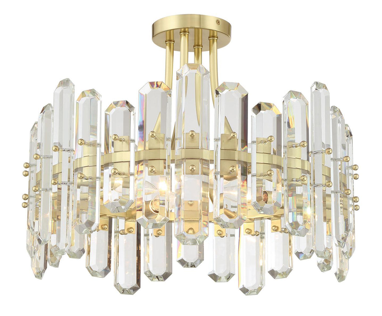 Crystorama Bolton 4 Light Aged Brass Semi Flush Mount