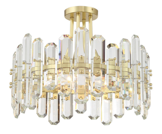 Crystorama Bolton 4 Light Aged Brass Semi Flush Mount