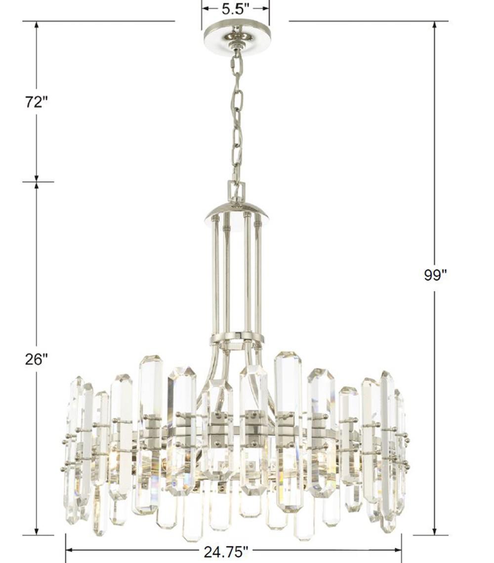 Crystorama Bolton 8 Light Polished Nickel Chandelier