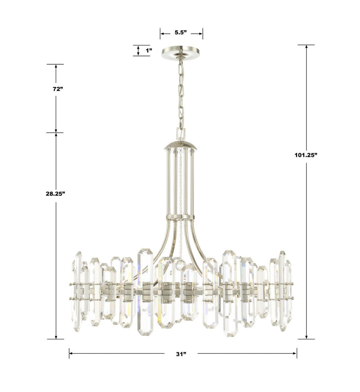 Crystorama Bolton 12 Light Polished Nickel Chandelier