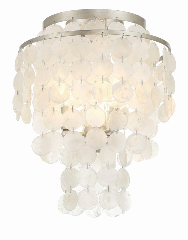 Crystorama Brielle 3 Light Antique Silver Flush Mount