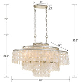 Crystorama Brielle 6 Light Antique Silver Linear Oval Chandelier