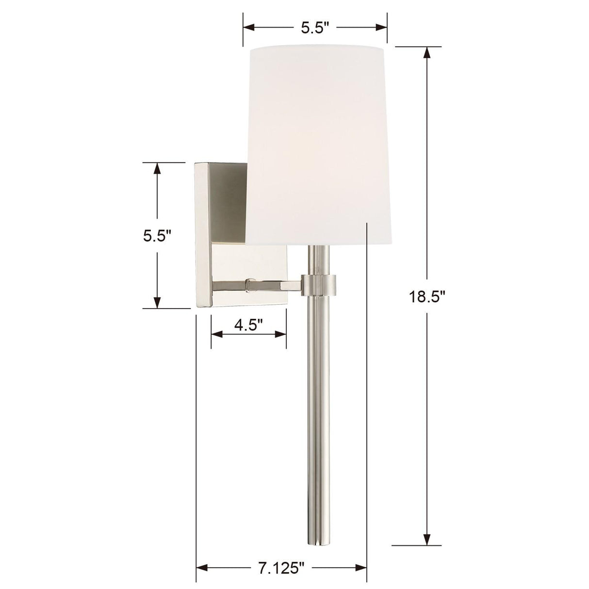 Crystorama Bromley 1 Light Polished Nickel Sconce