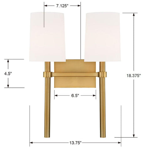 Crystorama Bromley 2 Light Vibrant Gold Sconce